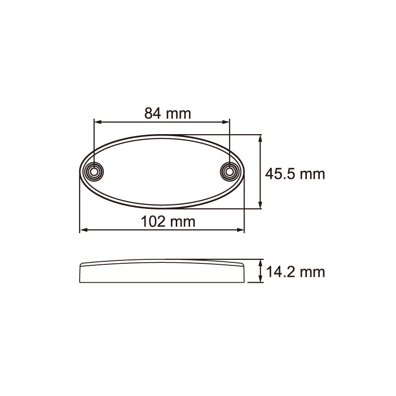 Feu de position LED 12-24 V blanc ovale flat cable topped