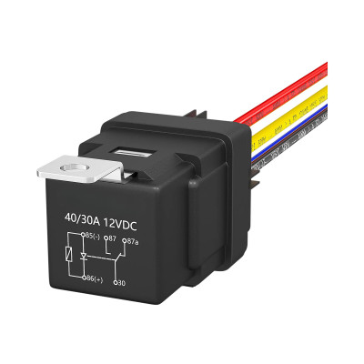 Relais 12V 30-40A 5 broches précâblé SPDT étanche avec diode