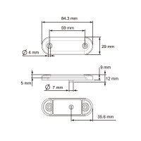 Feu de position LED 12-24 V rouge lenti clair 84,3 mm x 29 mm 50 cm ouv