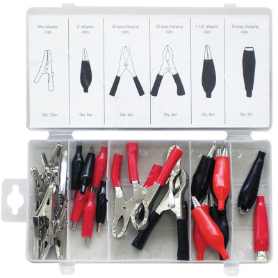 Assortiment de 28 pinces électriques crocodile
