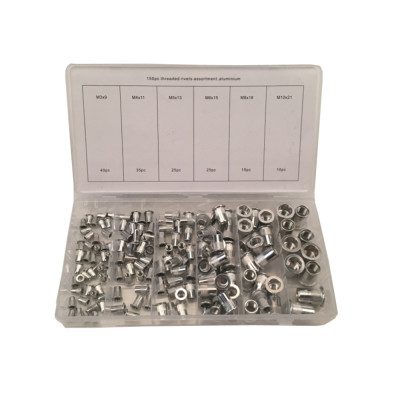Assortiment écrous aveugles aluminium 150 pcs