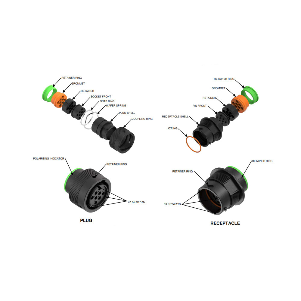 Boîtier de connecteur Deutsch HDP20 Plug 18 pôles (pour prises 1x8|3x12|14x16)