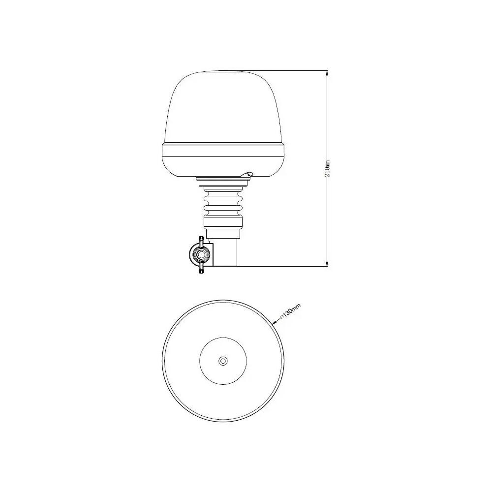 Gyrophare LED 12-24V orange sur tige flexible 7 modes