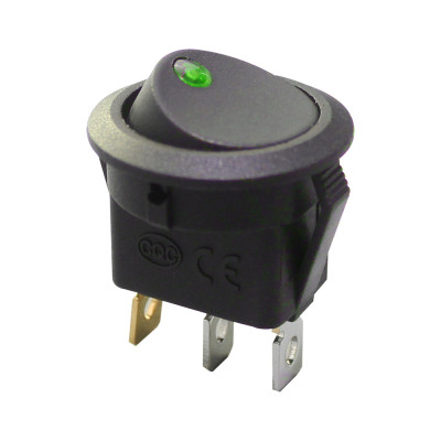 Interrupteur LED mini rond vert 16A 12V