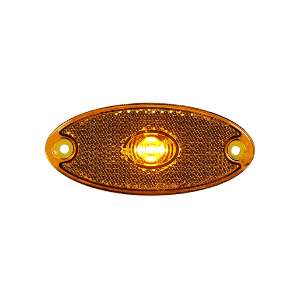 Feu de position LED 12-24V orange ovale câble plat topped