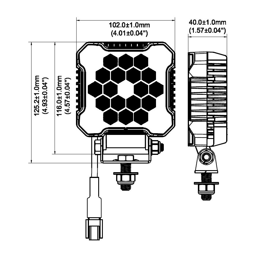 Feu de travail LED 12-24V 2800Lm Deutsch connector