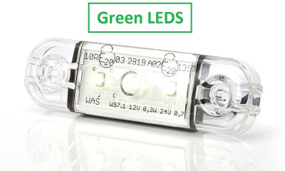 Feu de position LED - vert avec lentille transparente - 12-24V