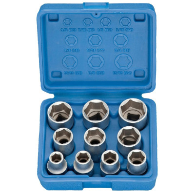 Jeu de 10 douilles 6 pans 1/2"