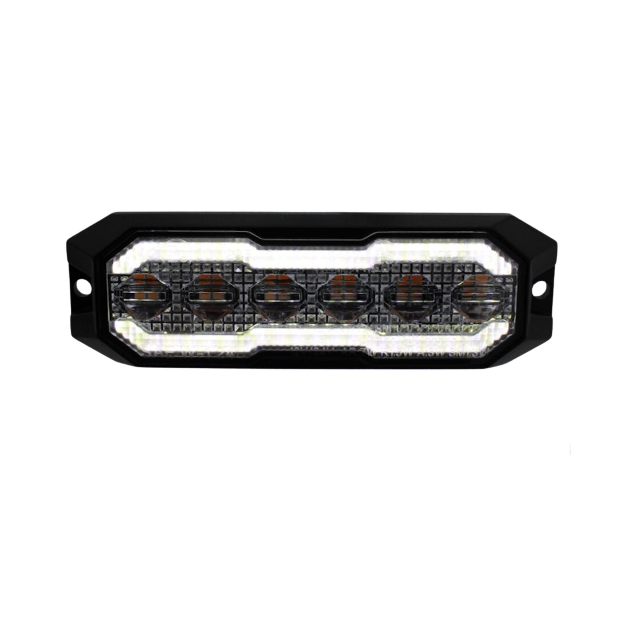 Feu flash LED avec bord LED orange/blanc 12-24V 12,9x4,1x1,4cm ECE R10-R65
