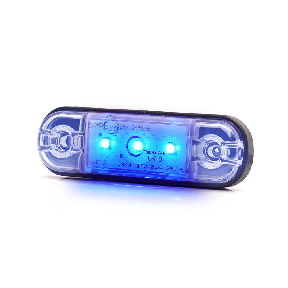 Feu intérieur LED bleu avec lentille transparente 12/24V