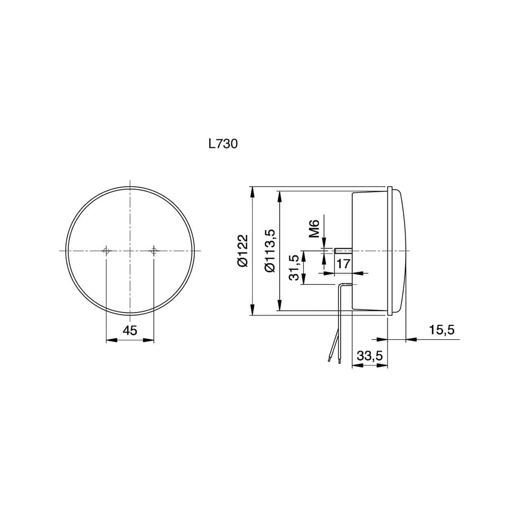 Feu arrière BBS 730b LED 24V 3 fonctions Ø122mm