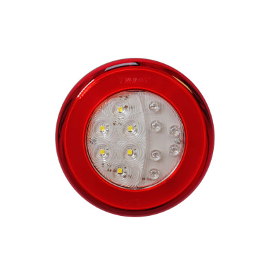 Feu arrière LED 12-24 V 3 fonctions rond 140 mm 1,5 m câble recul+antibrouillard
