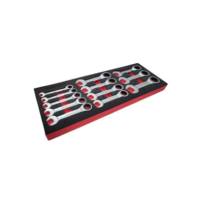 Kit de clés mixtes à cliquet extra courtes 12 pièces