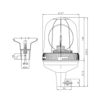 Gyrophare 12-24V orange sur tige flexible