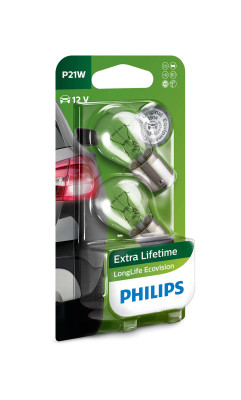 Philips P21W - 12V - 21W - BA15s - Longlife EcoVision - blister 2 pièces