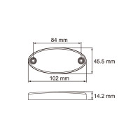 Feu de position LED 12-24V rouge ovale 102x45,5mm