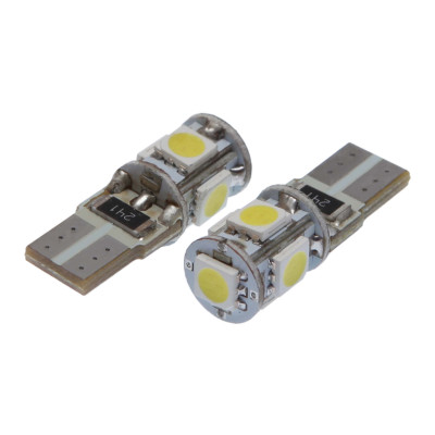 Ampoule - 24V - 5Xsmd 5050 - Led - T10 - White Double Polarity Canbus - 2 pièces