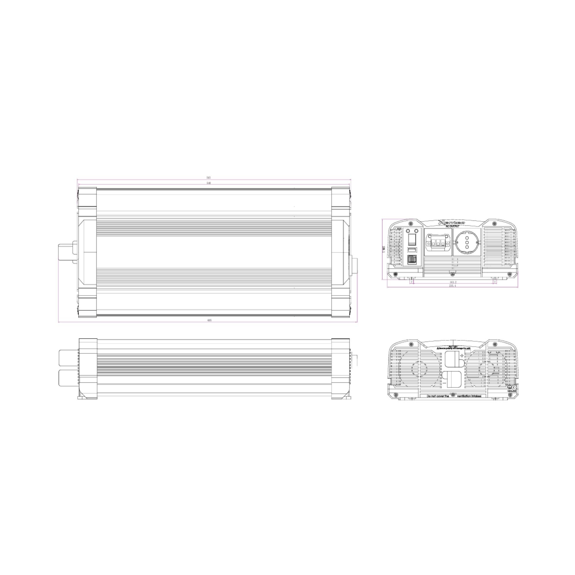 Onduleur 24V DC-230V AC onde sinusoïdale pure 4000W USB
