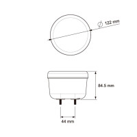 Feu arrière LED 12-24V 3 fonctions rond 122mm 3m câble DT-connecteur