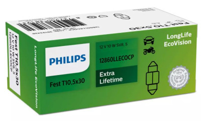 Philips T10.5x30 - 12V - 10W  - SV8.5 - feston - Longlife EcoVision