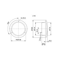 Feu arrière BBS 735b LED 12V 3 fonctions Ø155mm chromé