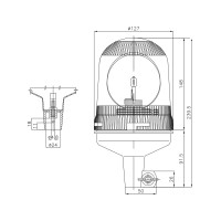 Gyrophare 24V orange sur tige flexible H1