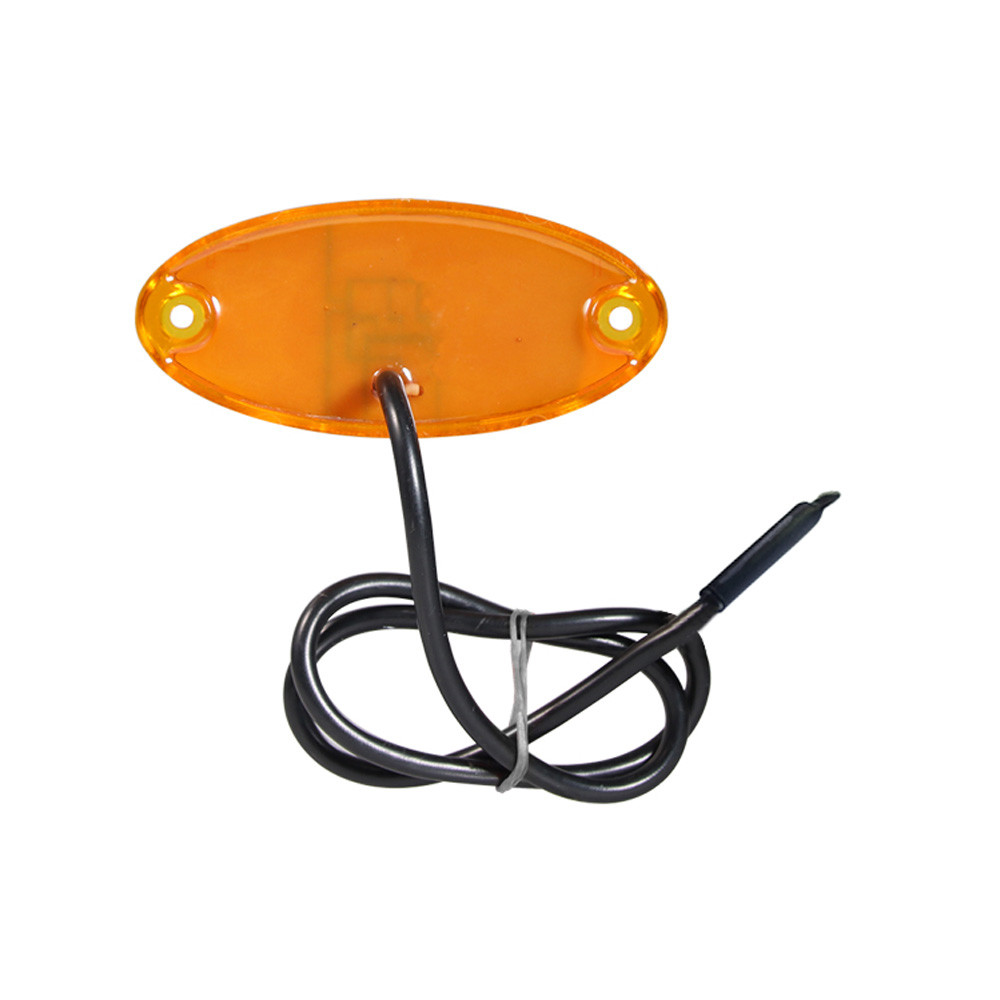 Feu de position LED 12-24V orange ovale câble plat topped