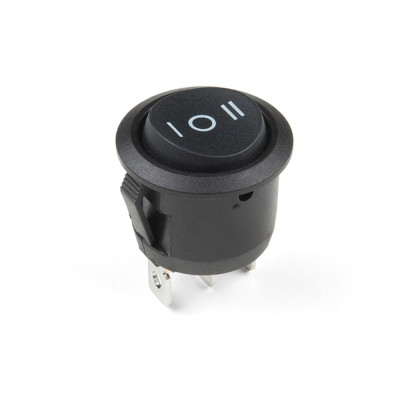 Interrupteur marche/arrêt/marche - mini rond - 10 A - 12 V