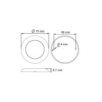 Lumière d'intérieur LED 120lm 12-24V Ø75mm cadre blanc touch switch