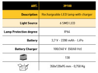 Baladeuse rechargeable 6 smd-led, 250 lumen, 2,5w