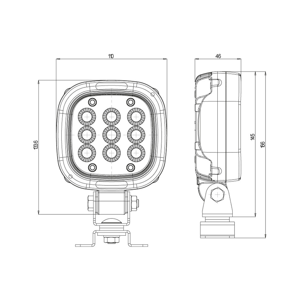 Lampe de travail W166 2000 LED 2628lm 12-24V flood alu ADR