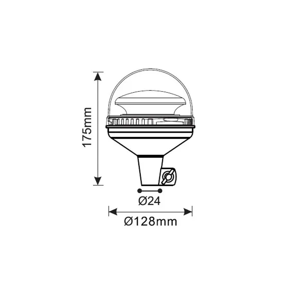 Gyrophare LED 12-24V orange sur tige