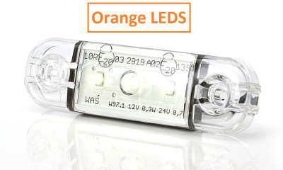 Feu de position LED - orange avec lentille transparente - 12-24V