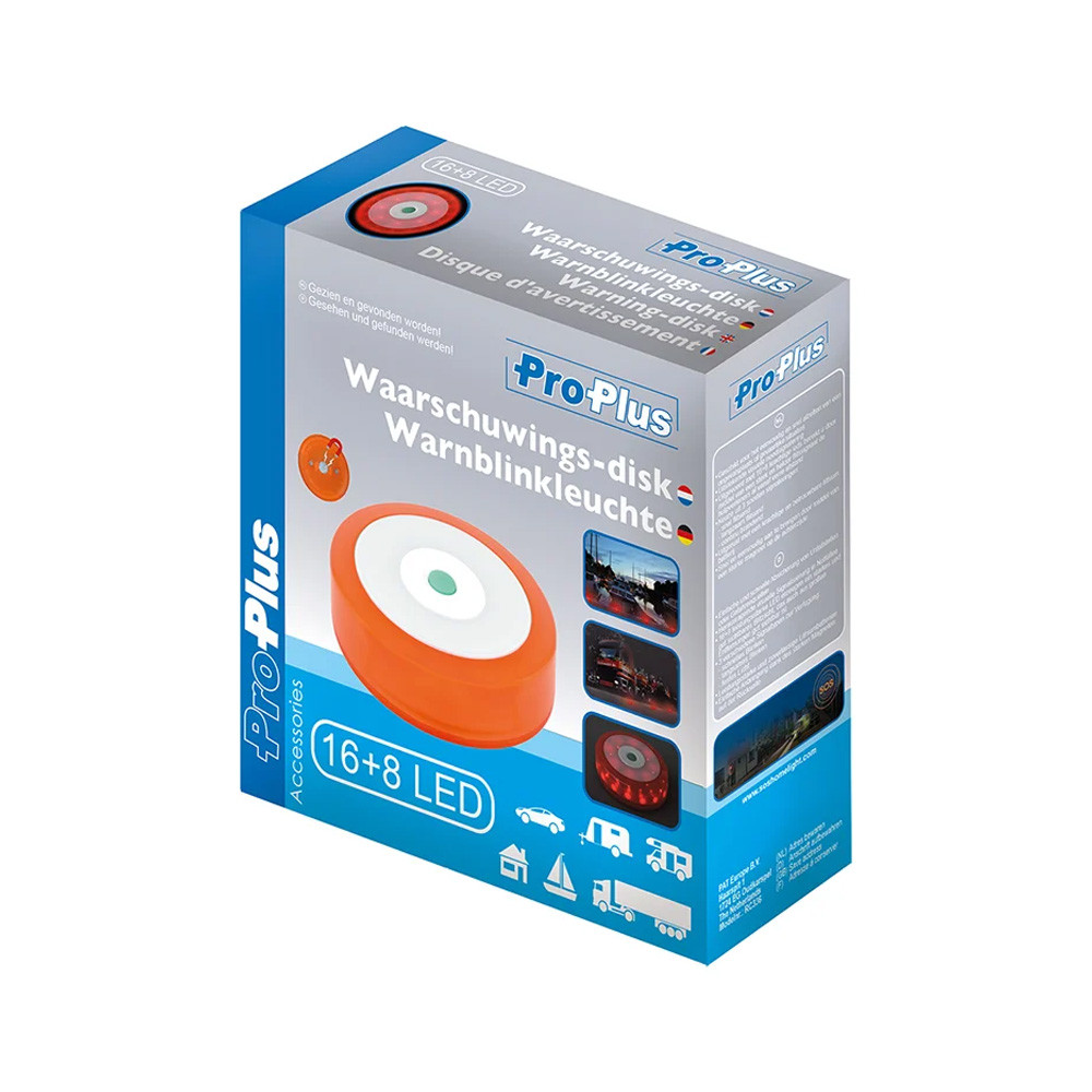 Disque d'avertissement 16+8LED orange magnétique