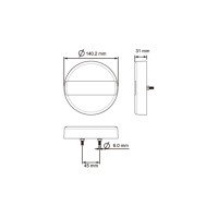 Feu arrière LED 12-24V 3 fonctions Ø140mm câble 1,5m