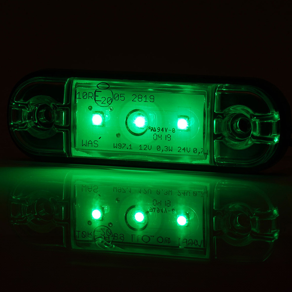 Feu intérieur LED vert avec lentille transparente 12/24V