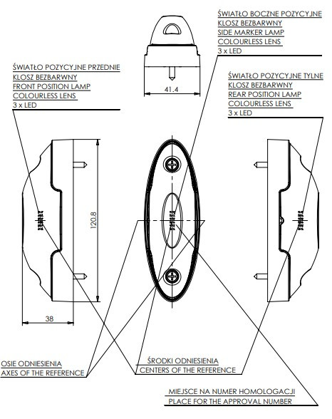 Markeringslicht LED 12-24 V 3 functies