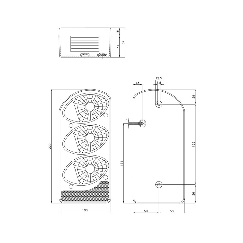 Achterlicht RL51 halogeen 12V 5-functie rechts