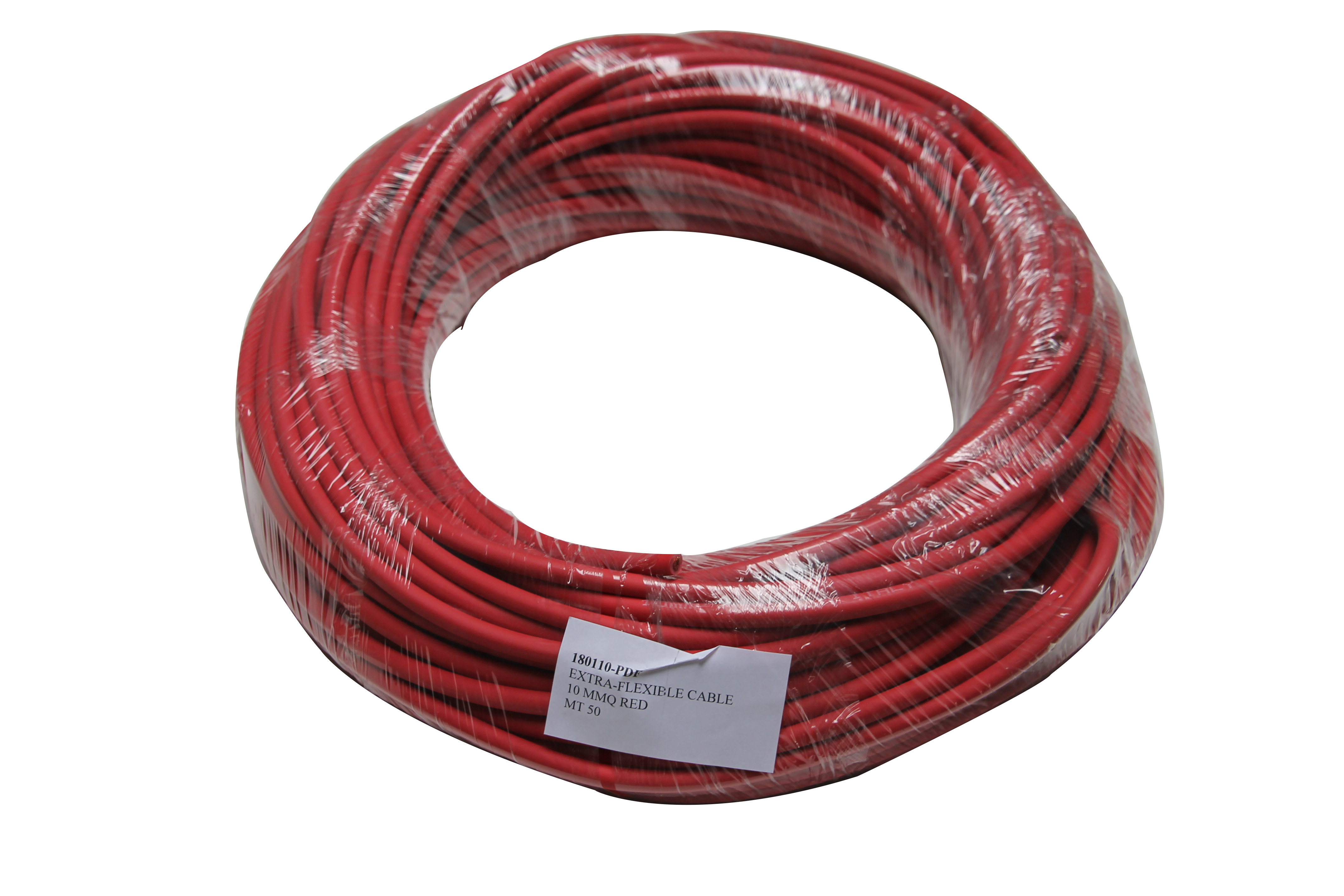 Draad - 10mm² - 50m - rood - extra flexibel