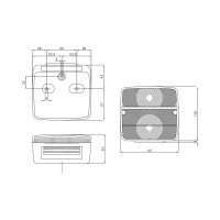 Achterlicht FP11 halogeen 12V 4-functie + lampjes blister