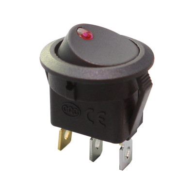 Schakelaar LED mini rond rood 16A 12V