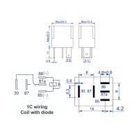 Wisselrelais micro 5-pin 12V 35-25A met diode