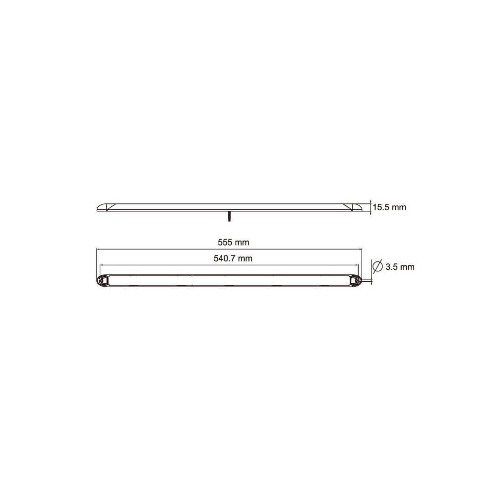 Binnenlicht LED 540lm 12-24V lang lineair 555mm schakelaar witte bezel