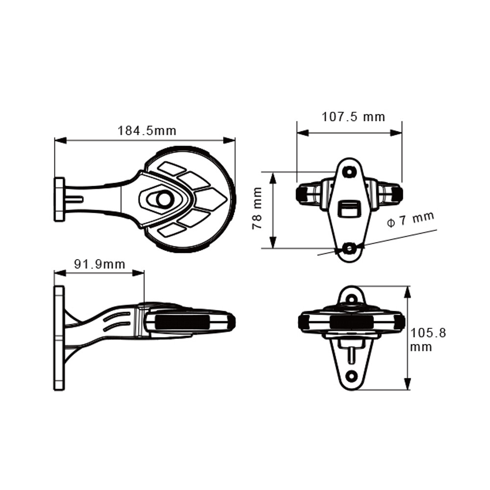 Markeringslicht LED op voet Falcon rond links 12-24 V