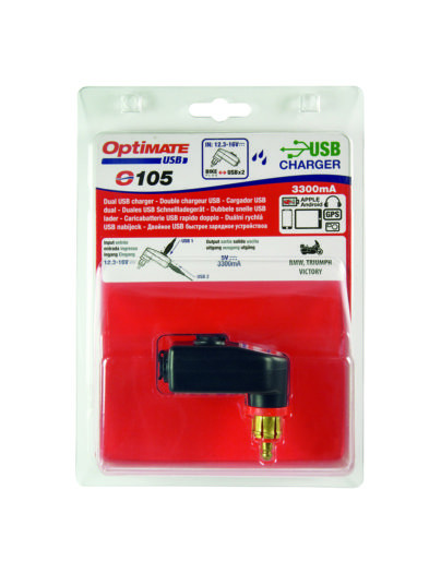 Weerbestendige USB-lader - 3300mA - dubbele uitgang - met BIKE-plug