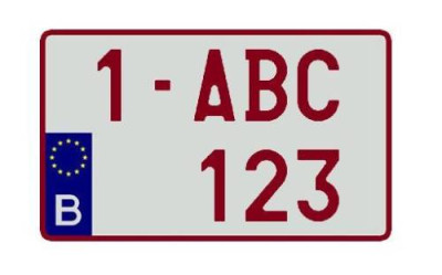 Nummerplaat B - Alu - Wit/Robijn - 34x21cm - 4x4