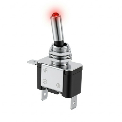 Schakelaar on - off heavy duty rood 25A 12V