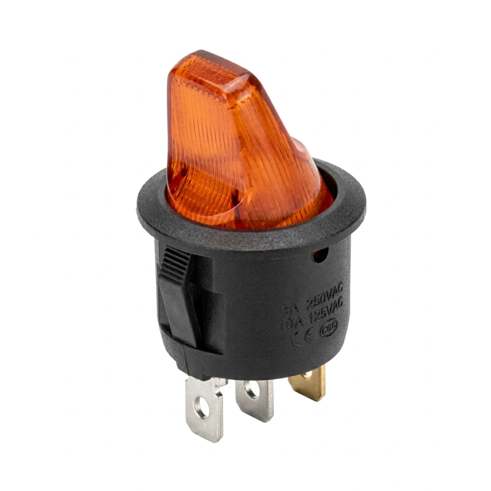 Schakelaar mini rond rood blister 16A 12V