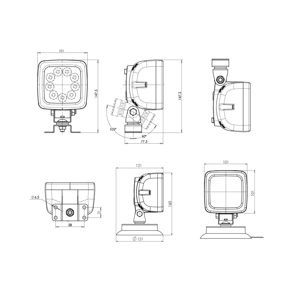 Werklamp W81 LED 1770lm 12-24V spot PP