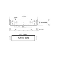 Plaathouder met nummerplaatverlichting LED 12V PRS connector